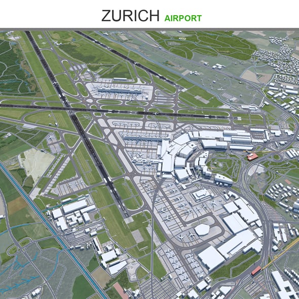 Zurich Airport 3d model - 3DOcean Item for Sale