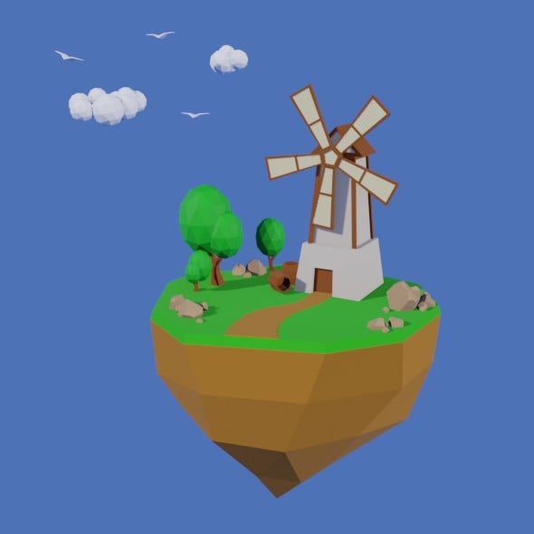 Low poly wind mill - 3DOcean Item for Sale