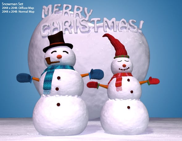 High Quality 3D Snowman Set - 3DOcean Item for Sale