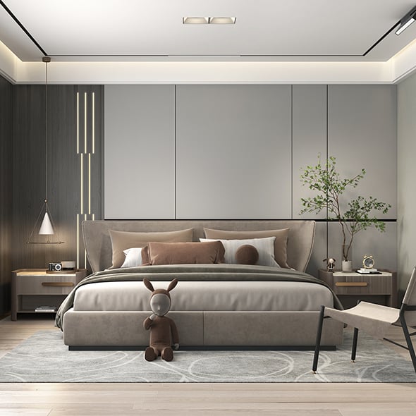 Modern Bedroom Interior Scene 26 - 3DOcean Item for Sale