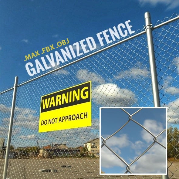 Galvanized Fence - 3DOcean Item for Sale