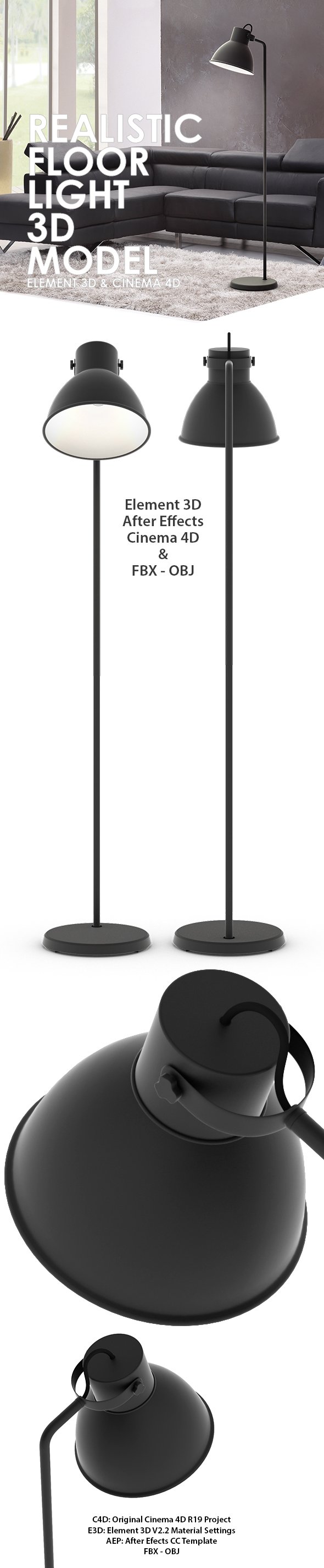 Floor Light Hektar Lamp 3D Model - 3DOcean Item for Sale