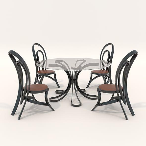 Contemporary Style Table and Chairs 14 - 3DOcean Item for Sale