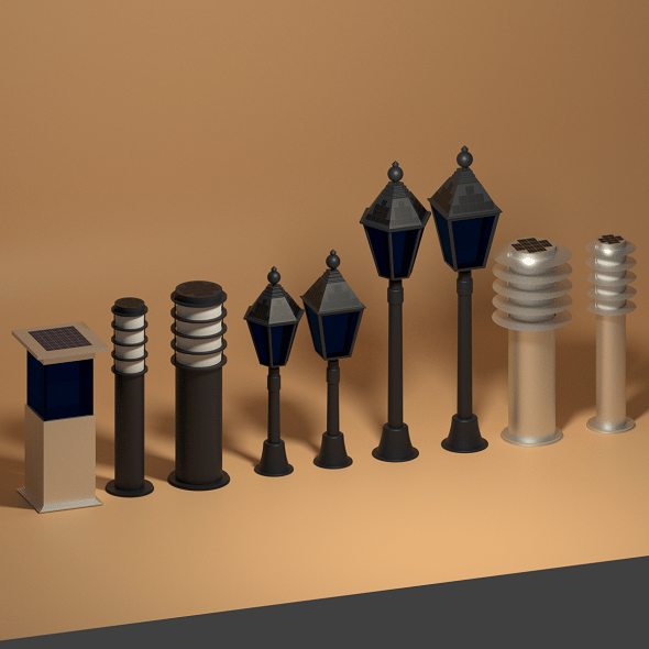Solar Garden Light Collection - 3DOcean Item for Sale