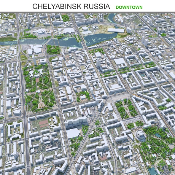 Chelyabinsk Downtown city Russia 3d model 10km - 3DOcean Item for Sale