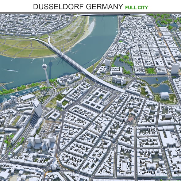 Dusseldorf city Germany 3d model 50Km - 3DOcean Item for Sale