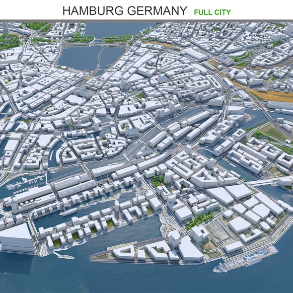 Hamburg City Germany 3D Model 50km - 3DOcean Item for Sale