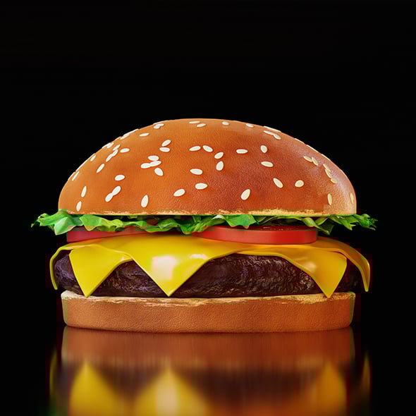 Realistic food. Classic burger. - 3DOcean Item for Sale