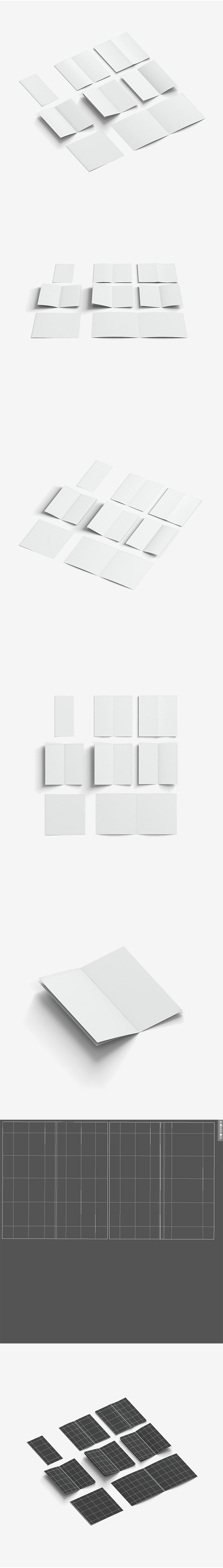 8 White Booklets and Flyers - open bifold map guide brochure - 3DOcean Item for Sale