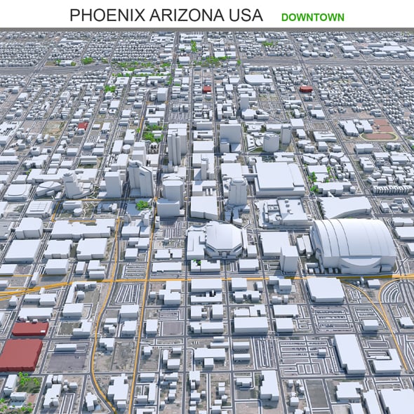 Phoenix Downtown city Arizona 3d model 8km - 3DOcean Item for Sale