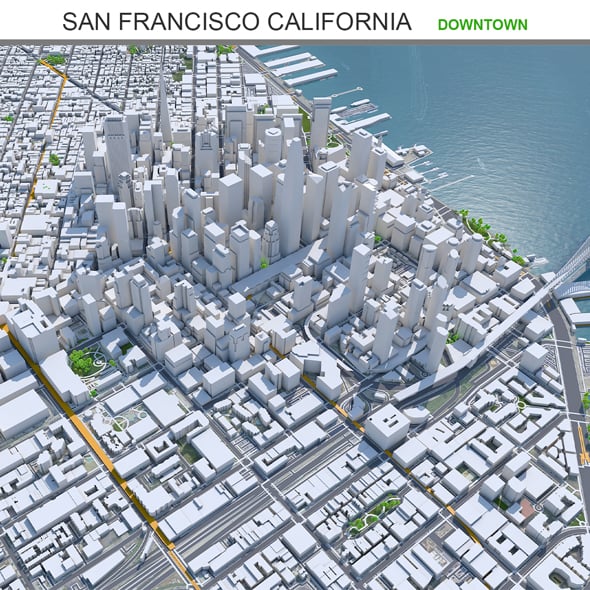 San Francisco Downtown City 3D Model 8km - 3DOcean Item for Sale