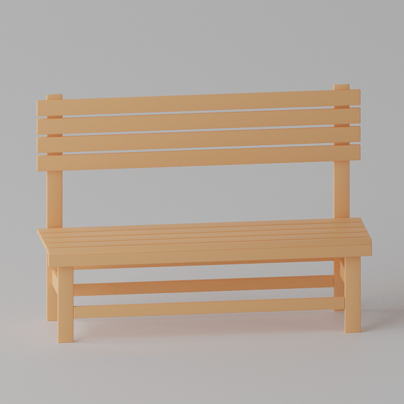 Cartoon Wooden Bench Park - 3DOcean Item for Sale