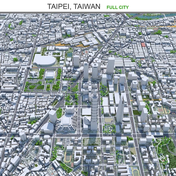 Taipei city Taiwan 3d model 60km - 3DOcean Item for Sale