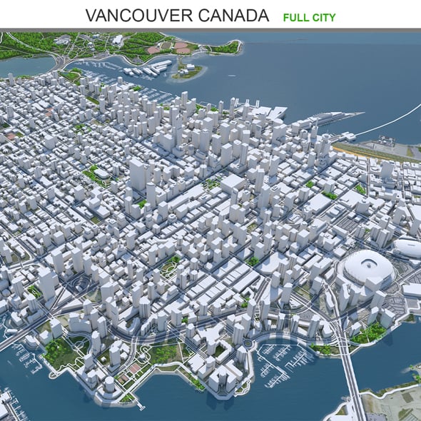 Vancouver city Canada 3d model 40km - 3DOcean Item for Sale