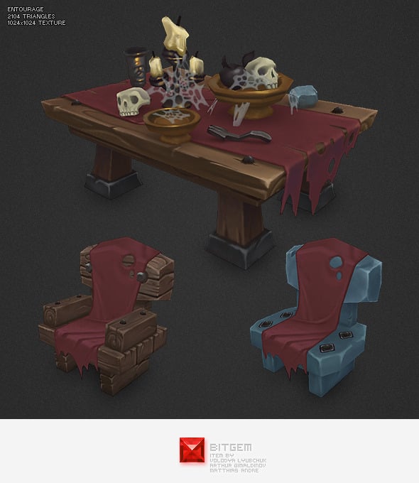 Low Poly Dungeon Entourage - 3DOcean Item for Sale