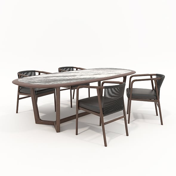 Dining Table and Chairs 4 - 3DOcean Item for Sale