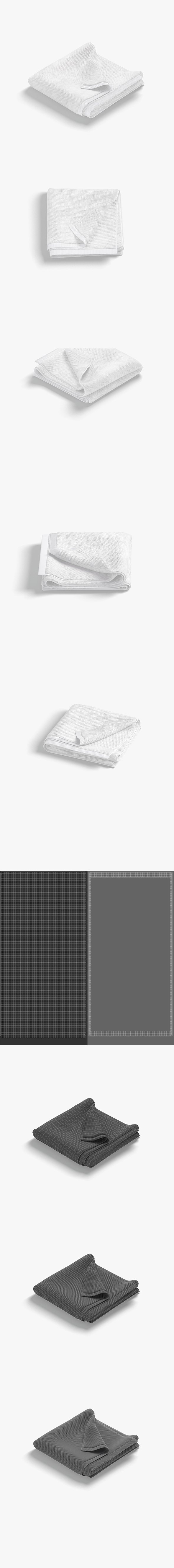 White Folded Bath Towel - terry shower beach towel - 3DOcean Item for Sale