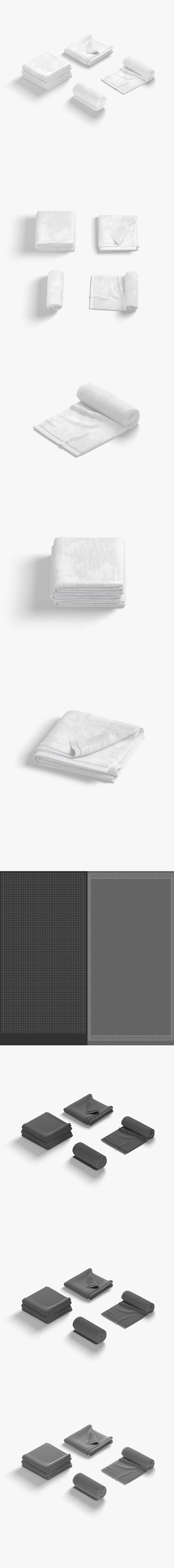 White Folded and Rolled Bath Towel - absorb beach towels - 3DOcean Item for Sale