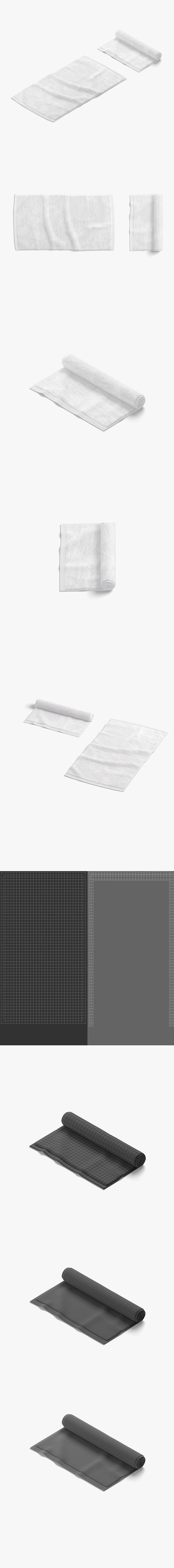 White Flat and Rolled Big Towel - bath shower fiber towels - 3DOcean Item for Sale