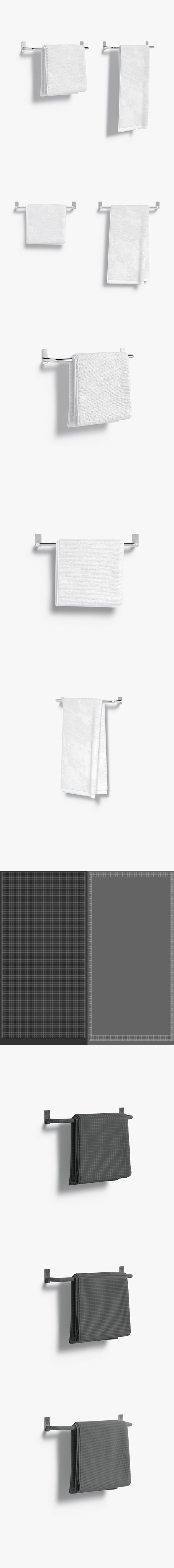 White Small and Big Towel Rail - hang bath towels sheet heated - 3DOcean Item for Sale