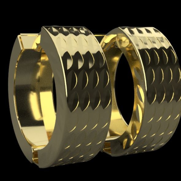 Gold Earrings 3D Model - 3DOcean Item for Sale