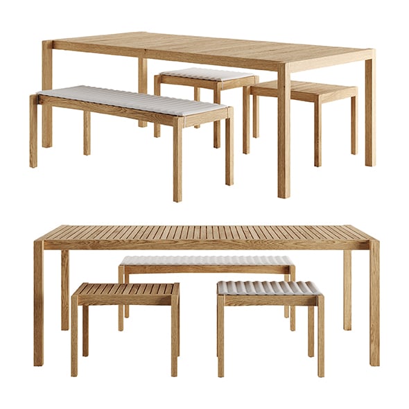 AH901 and AH912 Outdoor Dining Set by Carl Hansen - 3DOcean Item for Sale