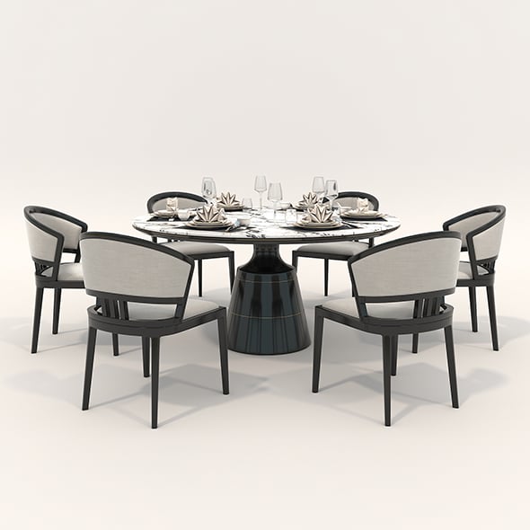 Dining Table and Chairs 5 - 3DOcean Item for Sale
