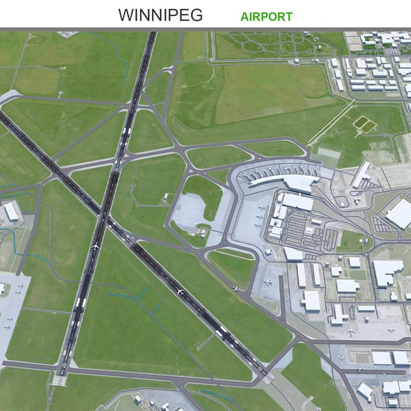 Winnipeg Airport 3d model 10km - 3DOcean Item for Sale