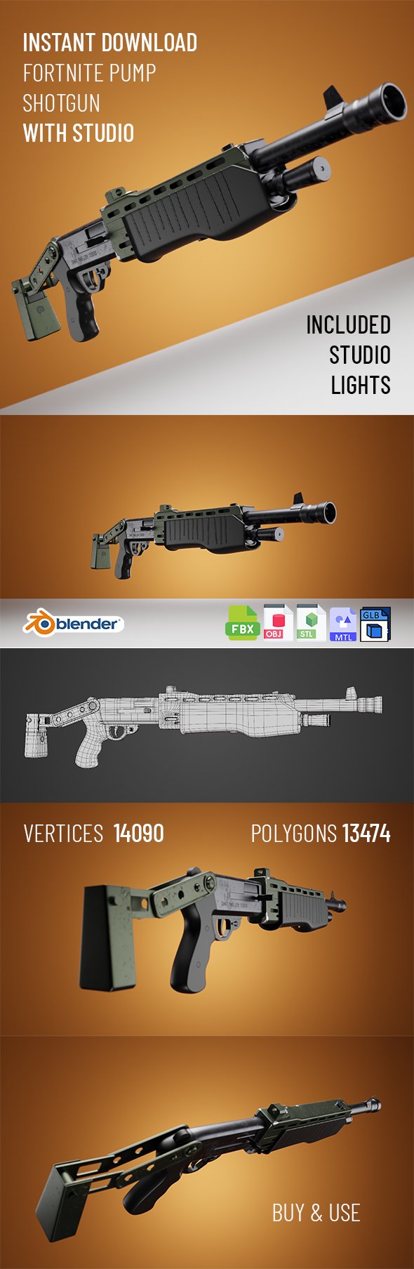 Fortnite Pump Shotgun - 3DOcean Item for Sale