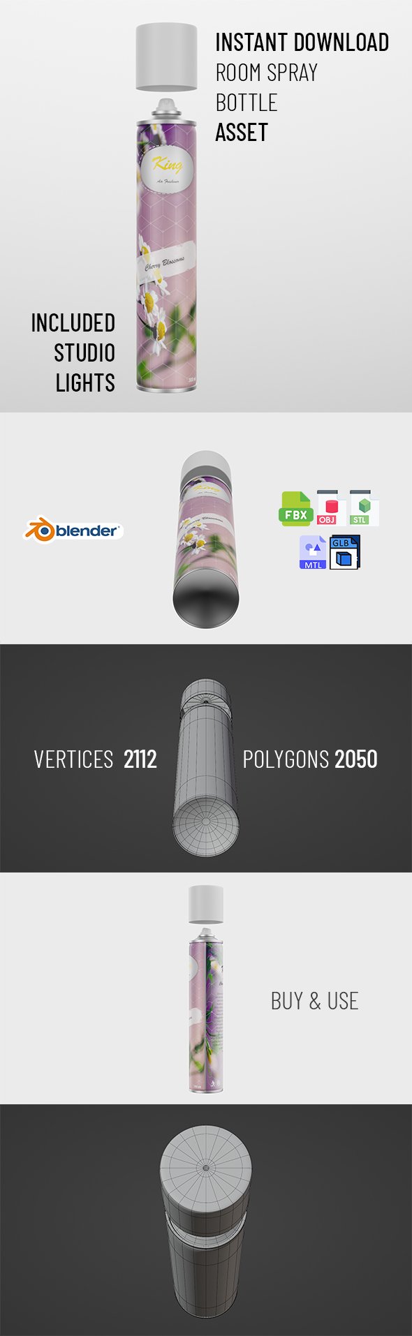 Room spray bottle metal body plastic lid - 3DOcean Item for Sale