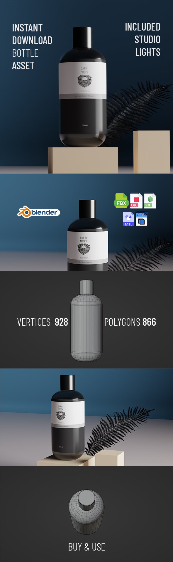 Glass bottle cosmetic product with plastic lid - 3DOcean Item for Sale