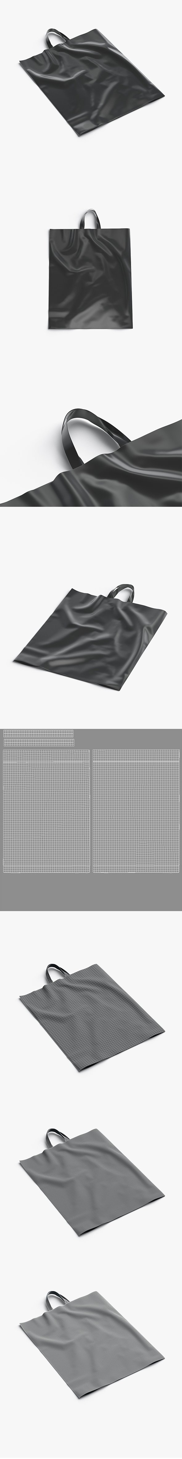 Black Loop Handle Plastic Bag - shop carry packet - 3DOcean Item for Sale