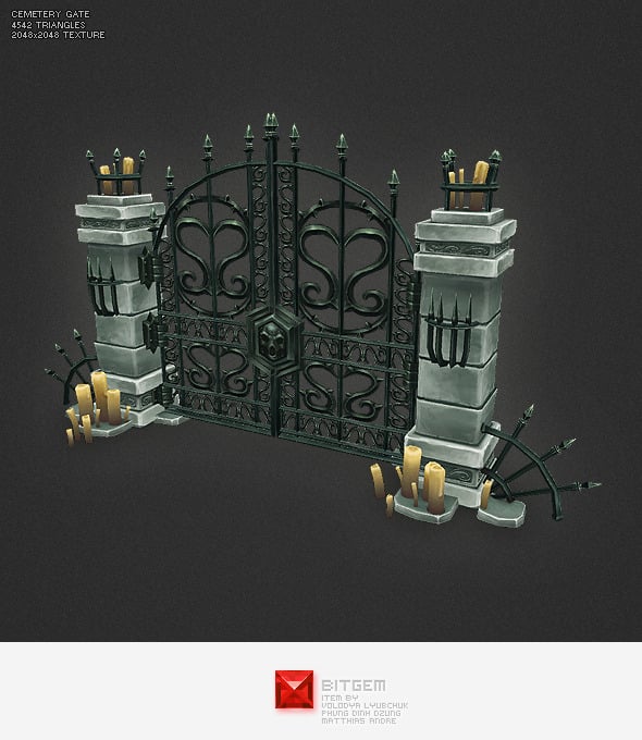 Low Poly Cemetery Gate - 3DOcean Item for Sale