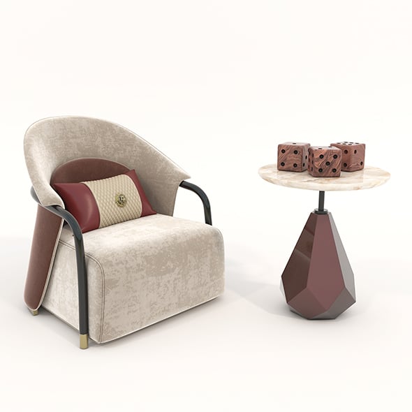 Contemporary Style Coffee Table and Armchair 18 - 3DOcean Item for Sale