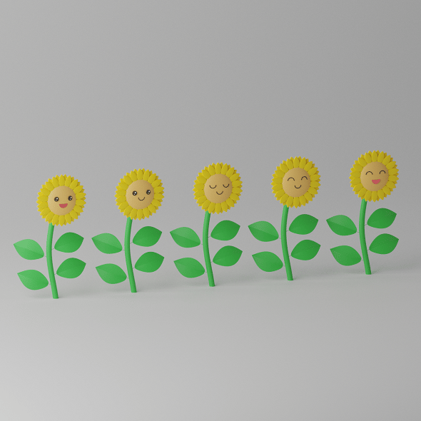 Cartoon Cute Sunflower Collection 1 - 3DOcean Item for Sale