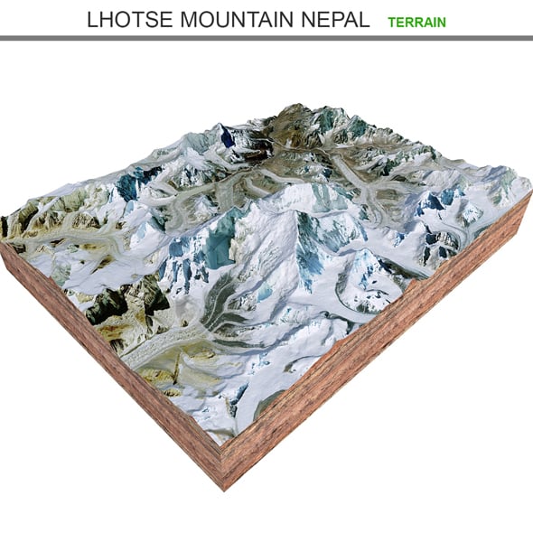 Lhotse Mountain Nepal Terrain 3d model - 3DOcean Item for Sale