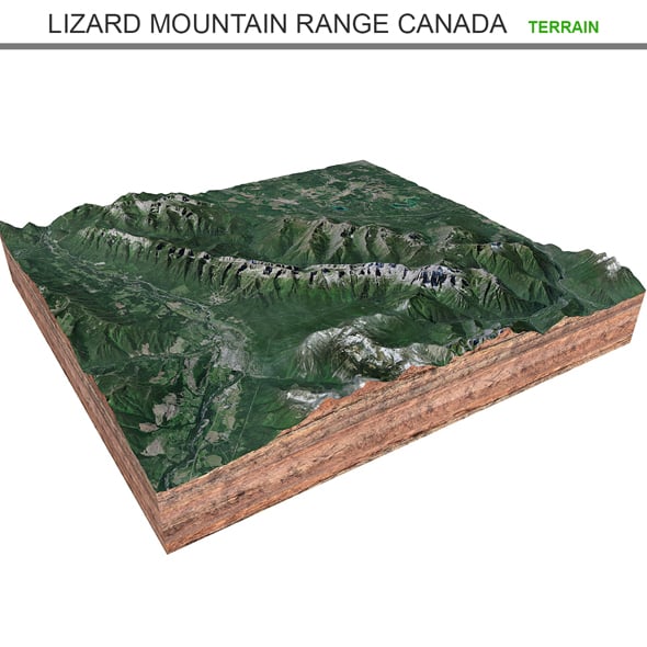 Lizard Mountain Range Canada Terrain 3d model - 3DOcean Item for Sale