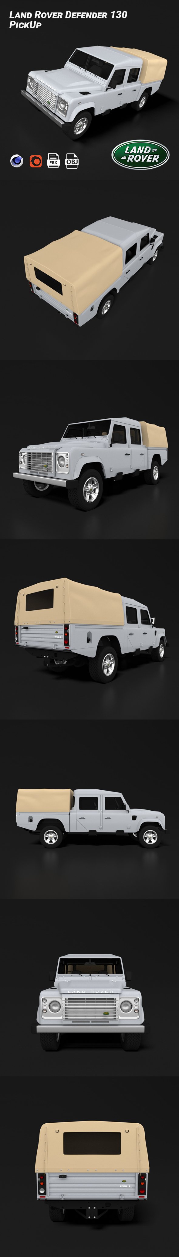 Land Rover Defender 130 High Capacity PickUp - 3DOcean Item for Sale