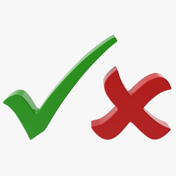 Check Mark and Cross Mark - 3DOcean Item for Sale