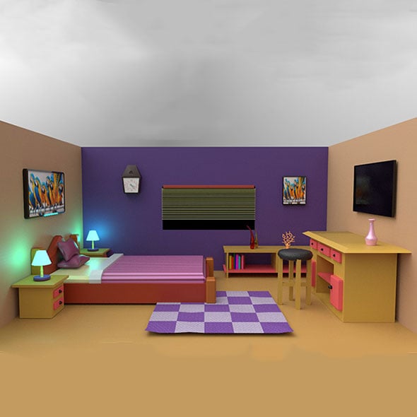 Cartoonish Bedroom - 3DOcean Item for Sale