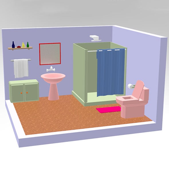 Cartoonish Bathroom Interior - 3DOcean Item for Sale