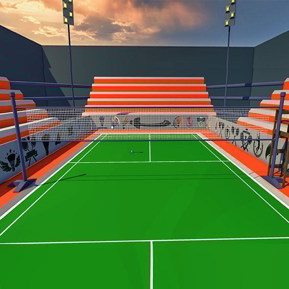 Badminton Court with Racket & Shuttle - 3DOcean Item for Sale