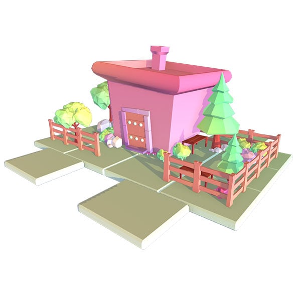 Low-Poly Toon House Model - 3DOcean Item for Sale