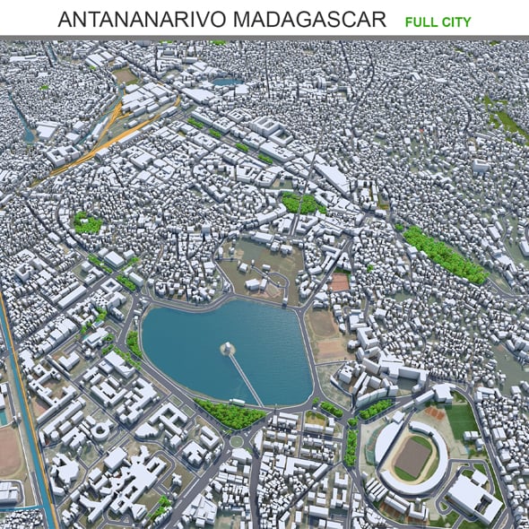 Antananarivo city Madagascar 3d model 35km - 3DOcean Item for Sale