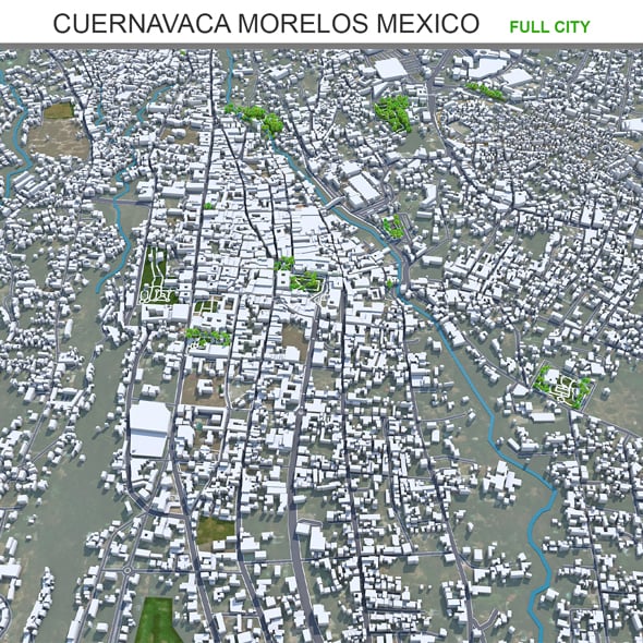 Cuernavaca city Morelos Mexico 3d model 30km - 3DOcean Item for Sale