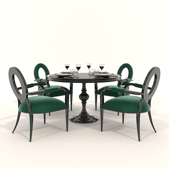 Dining Table and Chairs 6 - 3DOcean Item for Sale