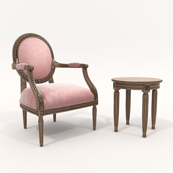 Classic Coffee Table and Armchairs 17 - 3DOcean Item for Sale