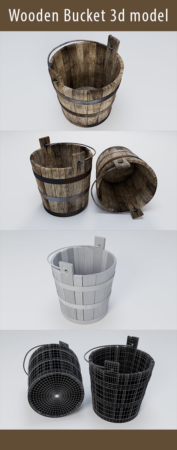 Wooden Bucket 3d Model - 3DOcean Item for Sale