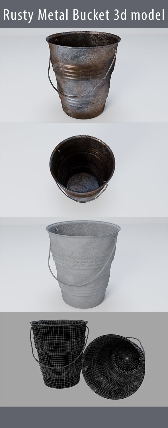 Rusty Metal Bucket - 3DOcean Item for Sale
