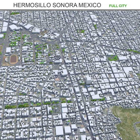 Hermosillo city Sonora Mexico 3d model 25km - 3DOcean Item for Sale